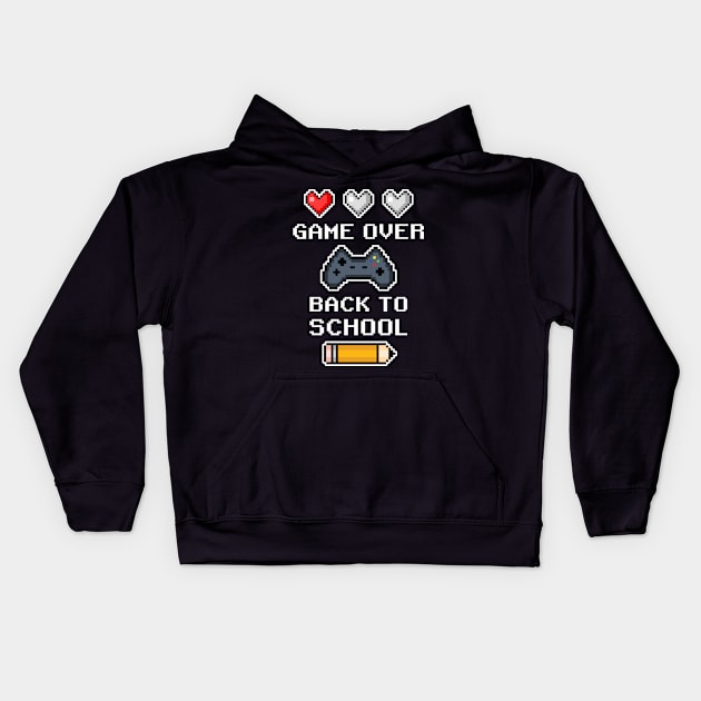 Game Over, Back to School Kids Hoodie by Meows and Makes